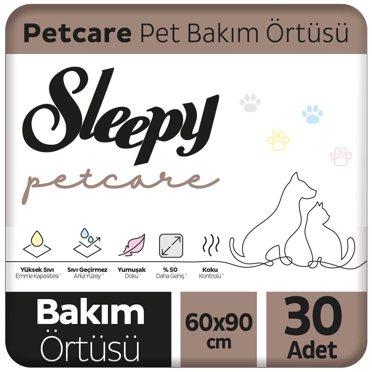 Sleepy Petcare Pet Bakım Örtüsü 60x90 cm 30 Adet