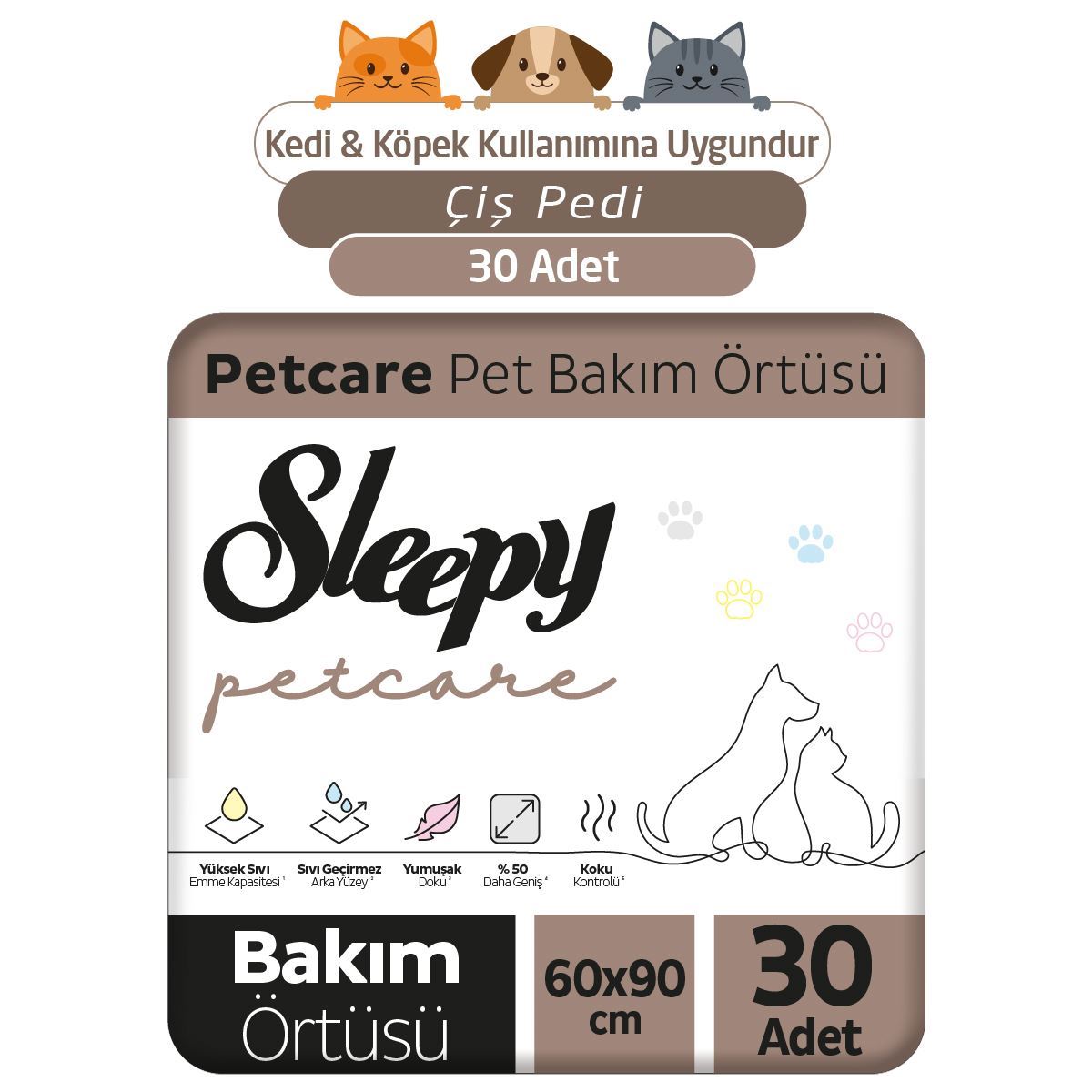 Sleepy Petcare Pet Bakım Örtüsü 60x90 cm 30 Adet