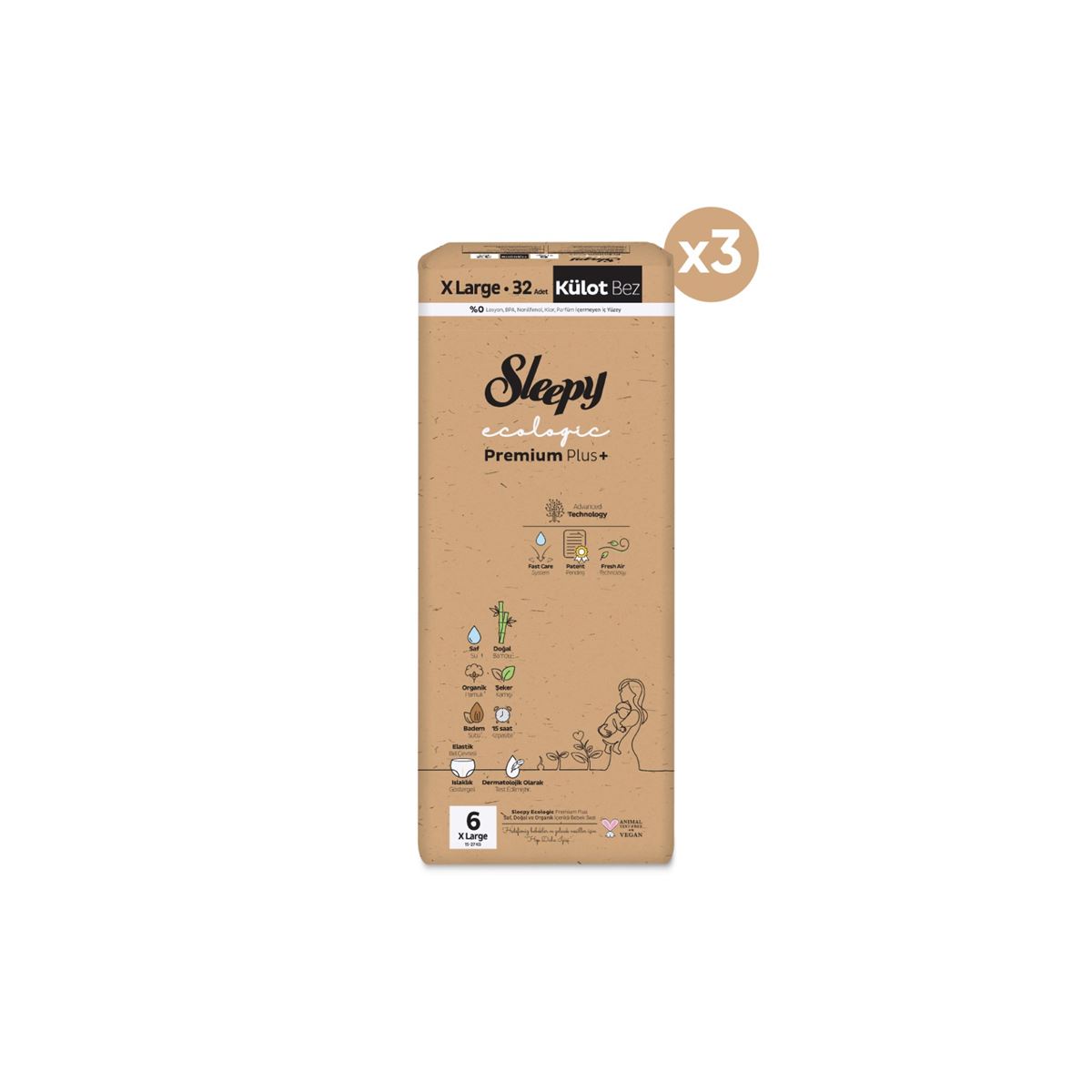 Sleepy Ecologic Premium Plus Avantajlı Paket Külot Bez 6 Numara Xlarge 96 Adet