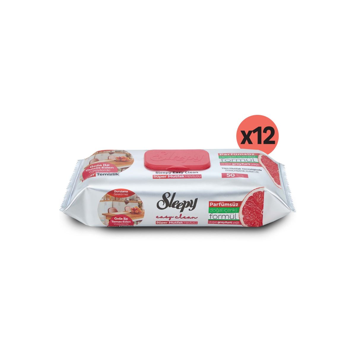 Sleepy Easy Clean Süper Mutfak Havlusu  Greyfurt Yağlı 12x50 (600 Yaprak)