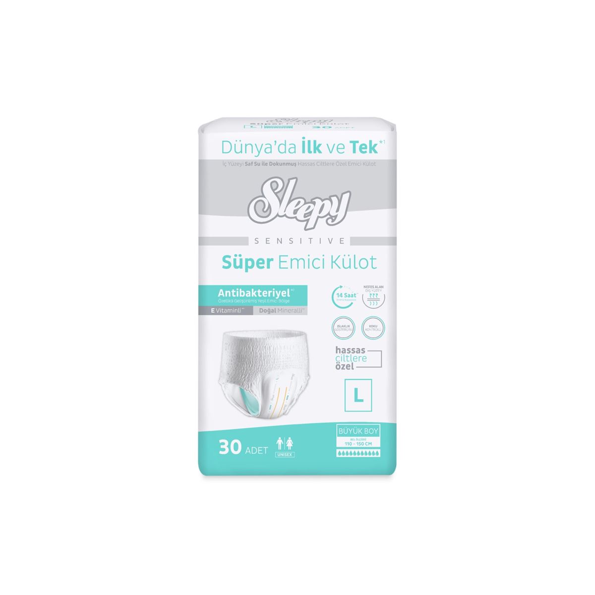 Sleepy Sensitive Antibakteriyel Emici Külot Large 30 Adet