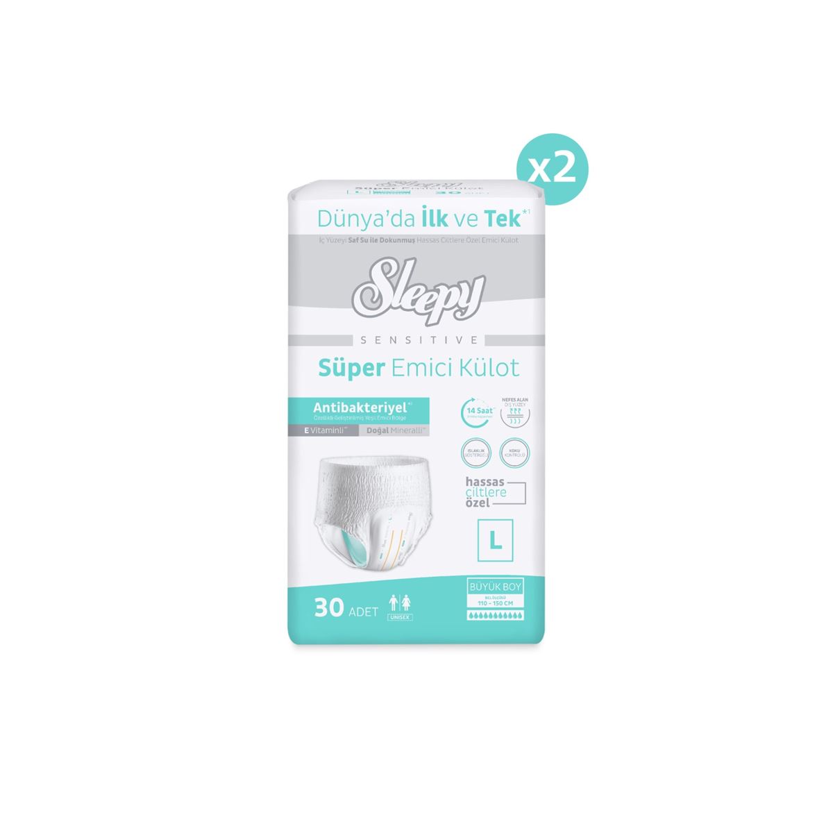 Sleepy Sensitive Antibakteriyel Emici Külot Large 30x2 60 Adet