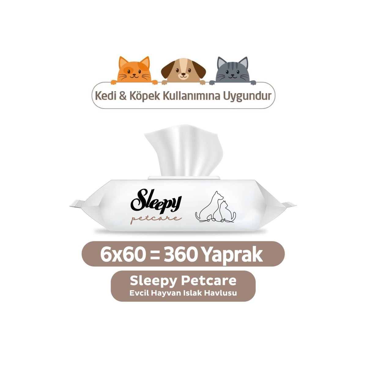 Sleepy Petcare Evcil Hayvan Islak Havlusu 6x60 Yaprak