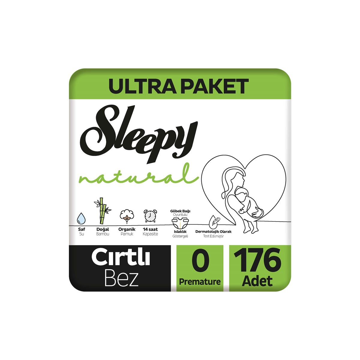 Sleepy Natural Ultra Paket Bebek Bezi 0 Numara Premature 176 Adet