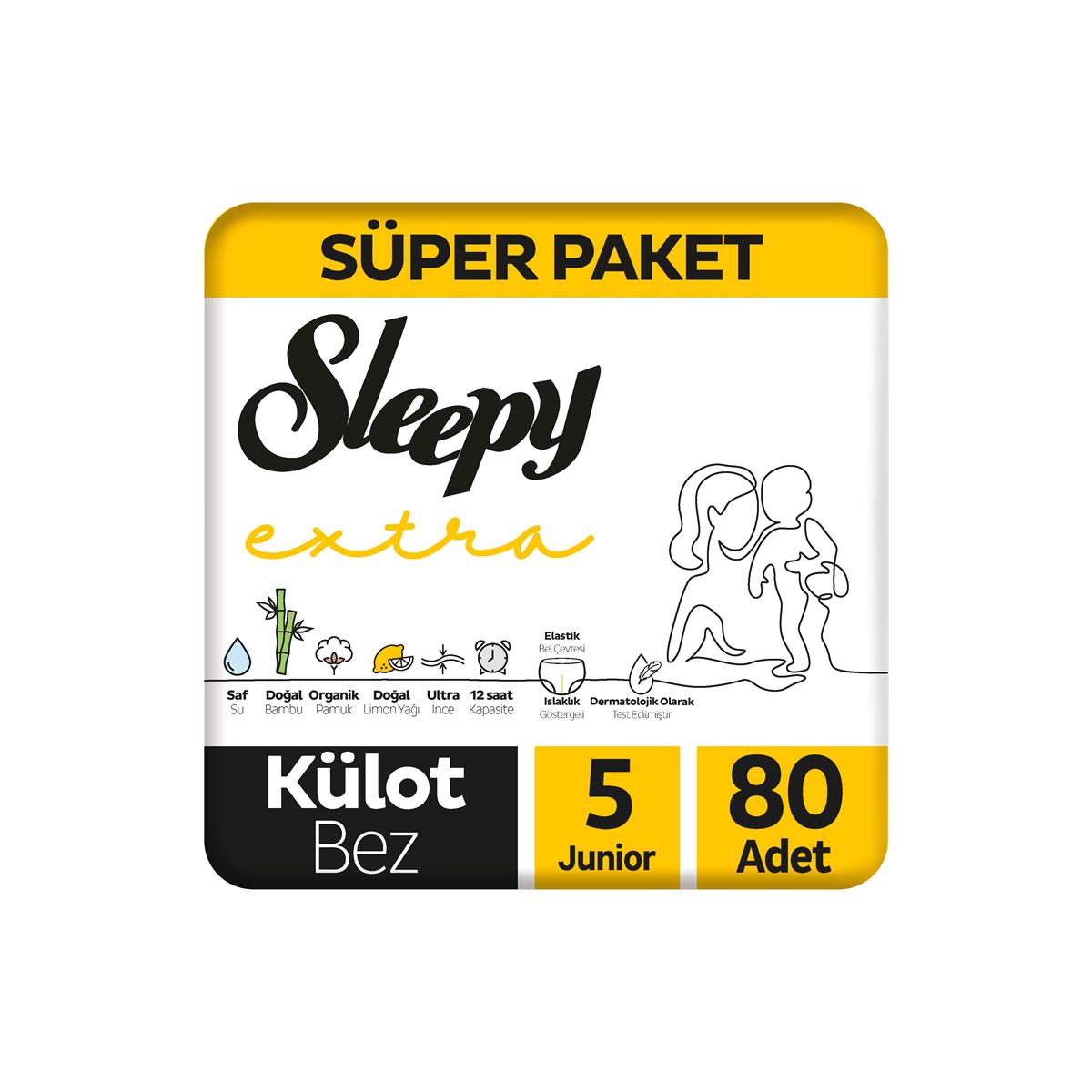 Sleepy Extra Günlük Aktivite Süper Paket Külot Bez 5 Numara Junior 80 Adet