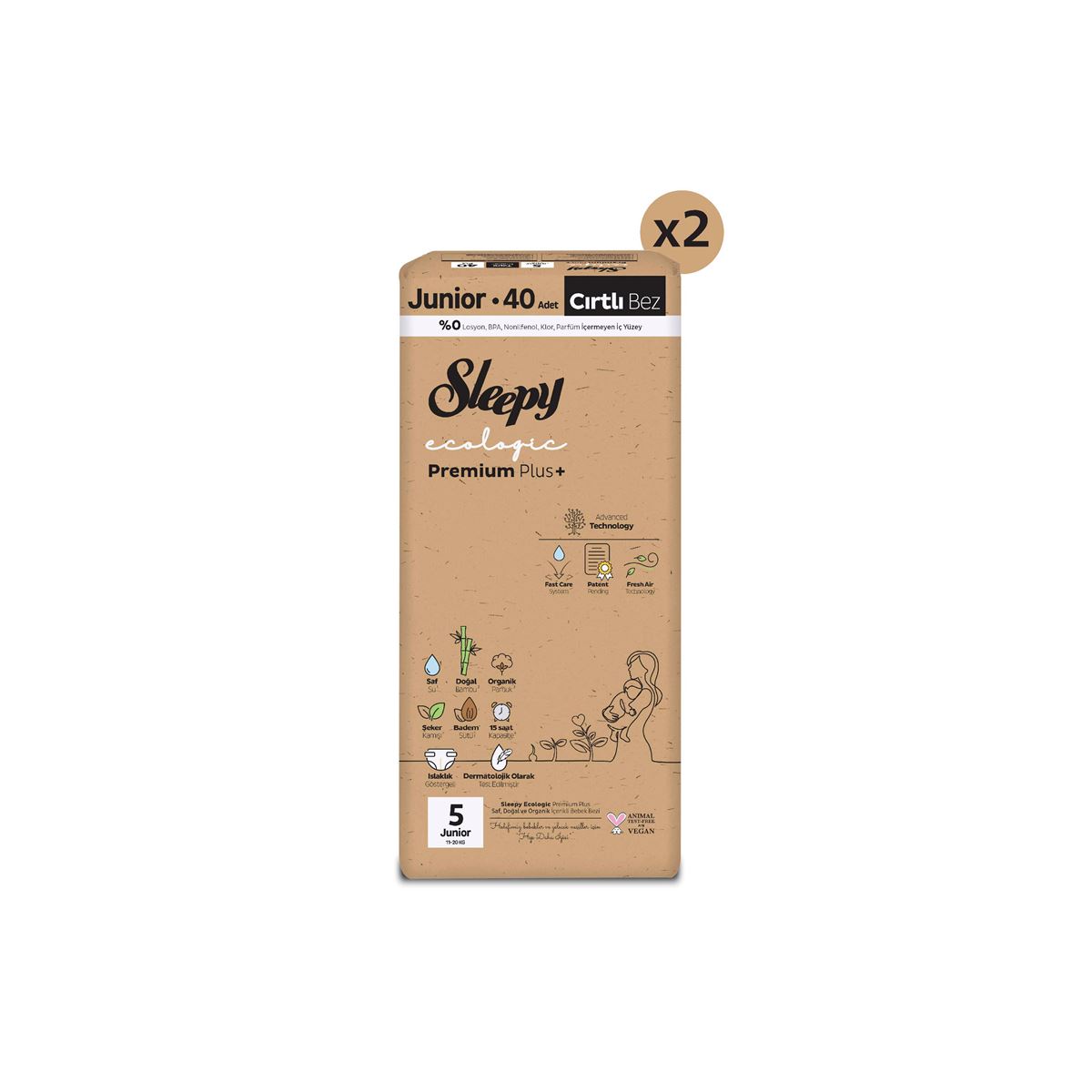 Sleepy Ecologic Premium Plus Süper Paket Bebek Bezi 5 Numara Junior 80 Adet
