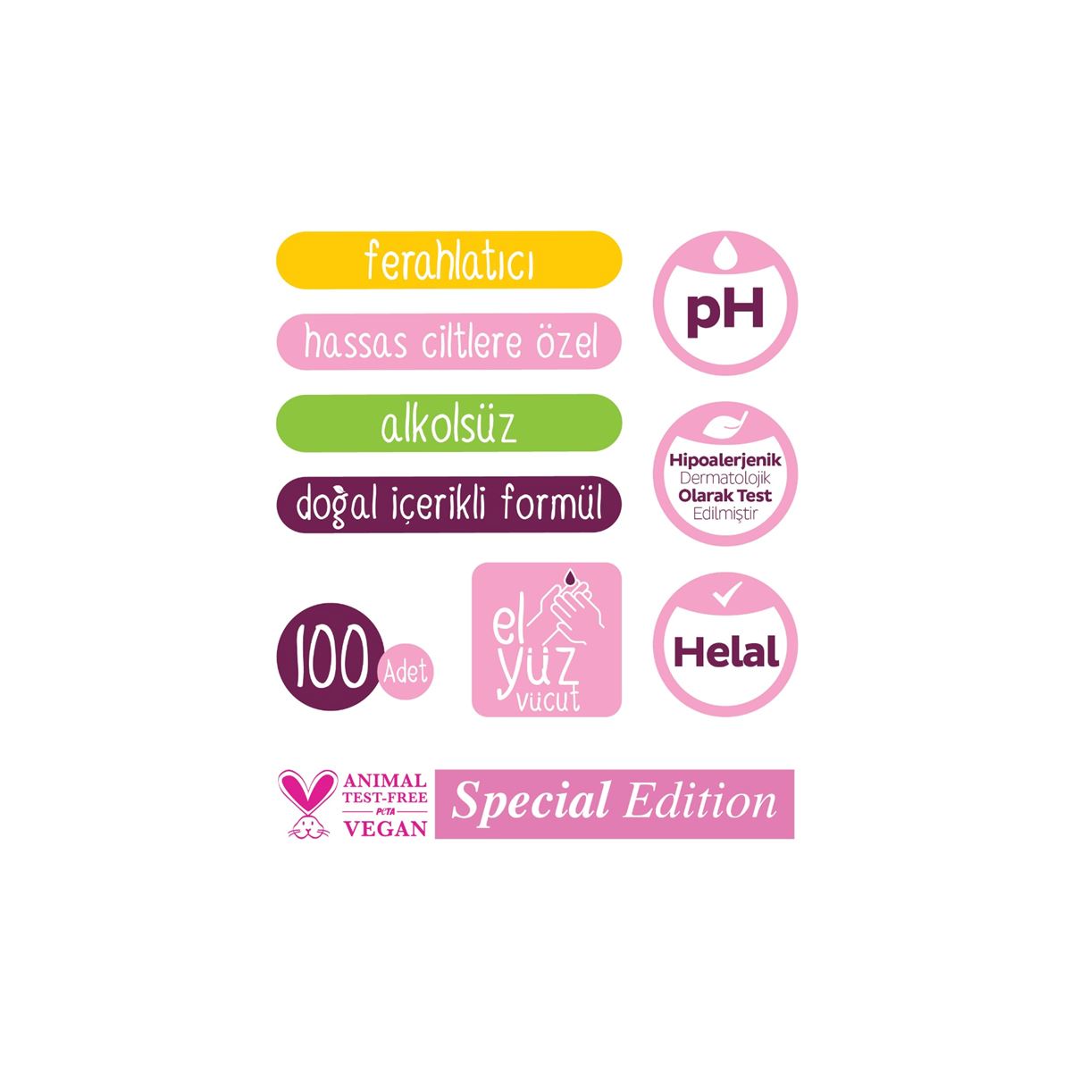 Sleepy Floral Kişisel Bakım Havlusu 100 Yaprak