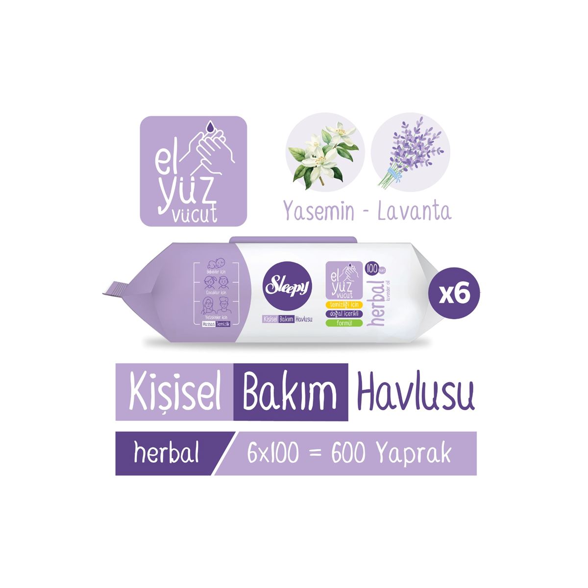 Sleepy Herbal Kişisel Bakım Havlusu 6x100 (600 Yaprak)