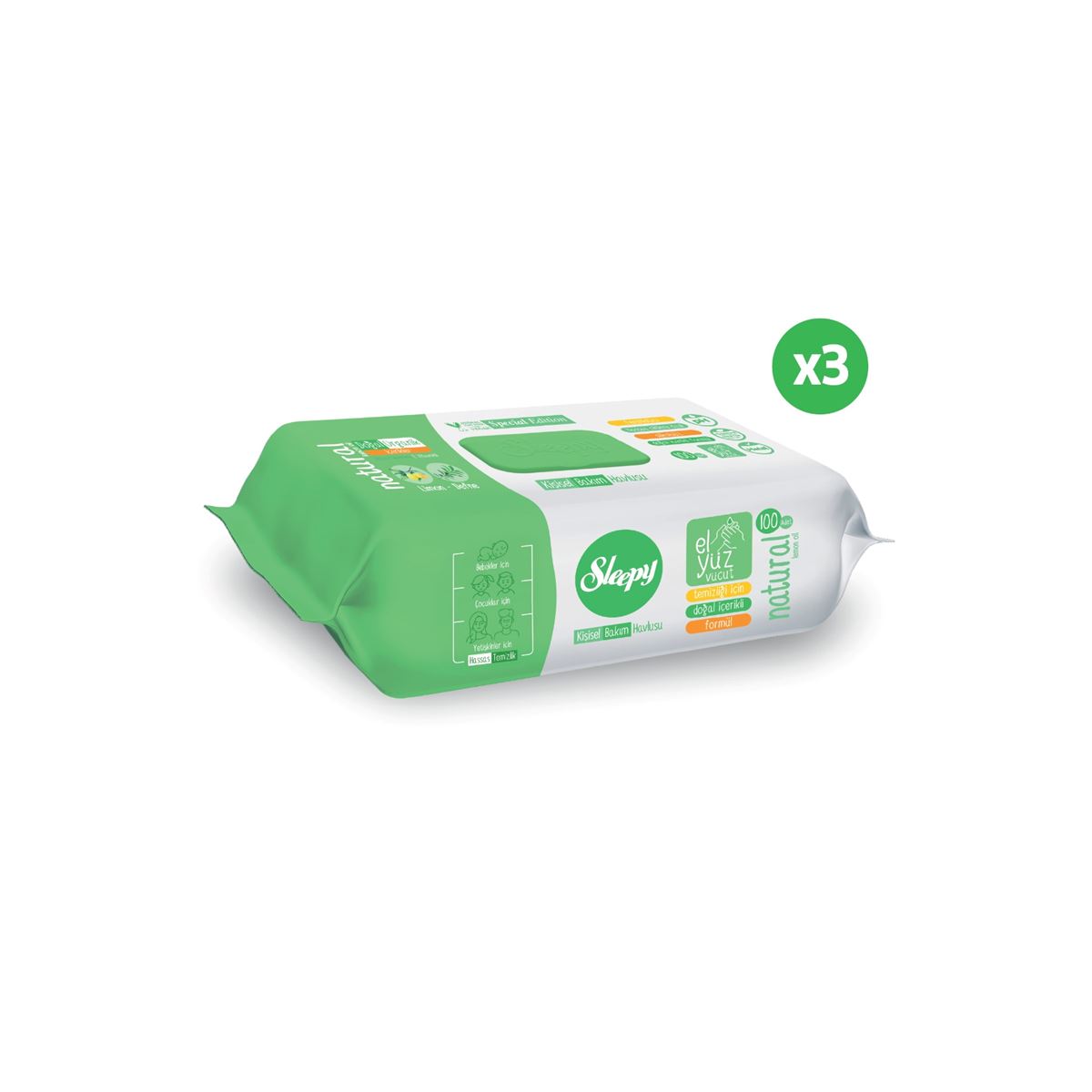 Sleepy Natural Kişisel Bakım Havlusu 3x100 (300 Yaprak)