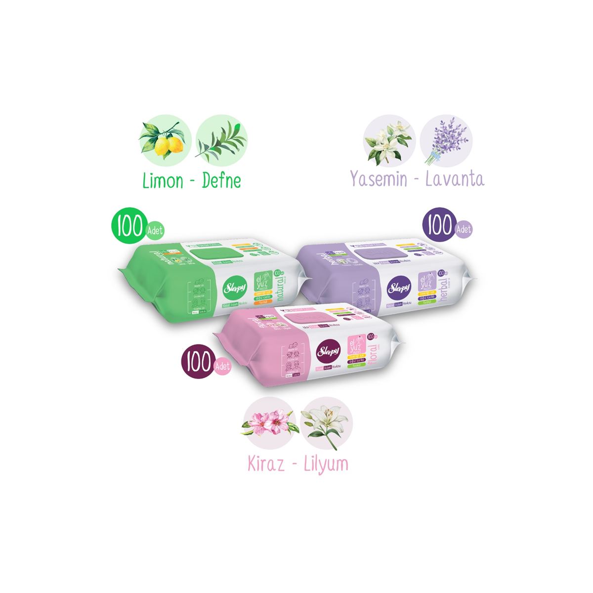 Sleepy Kişisel Bakım Havlusu Karma Paket 3x100 (300 Yaprak)