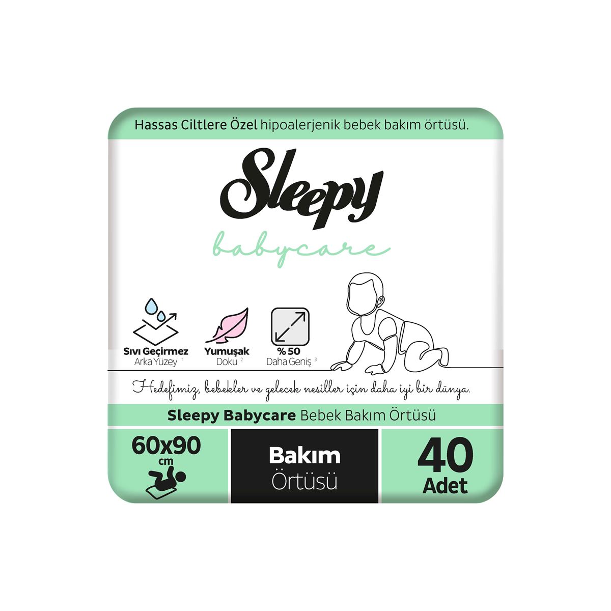 Sleepy Babycare Bebek Bakım Örtüsü 60x90 cm 4x10 40 Adet