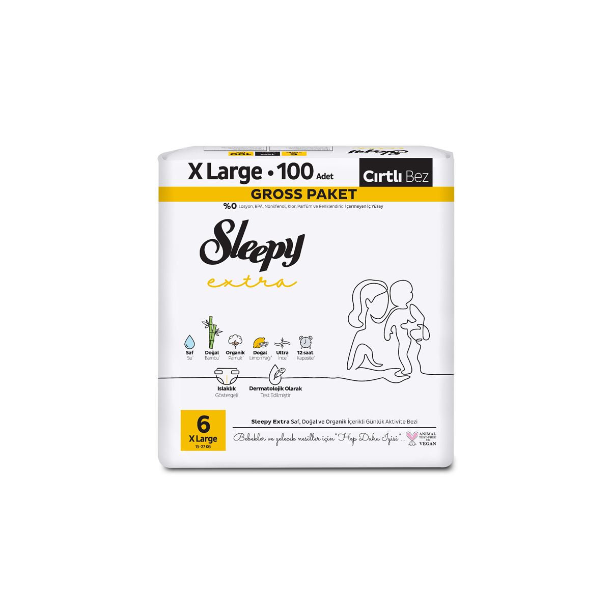 Sleepy Extra Günlük Aktivite Gross Paket Bebek Bezi 6 Numara Xlarge 100 Adet