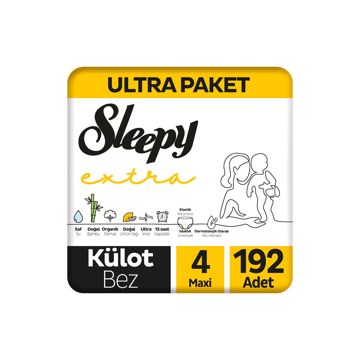 Sleepy Extra Günlük Aktivite Ultra Paket Külot Bez 4 Numara Maxi 192 Adet
