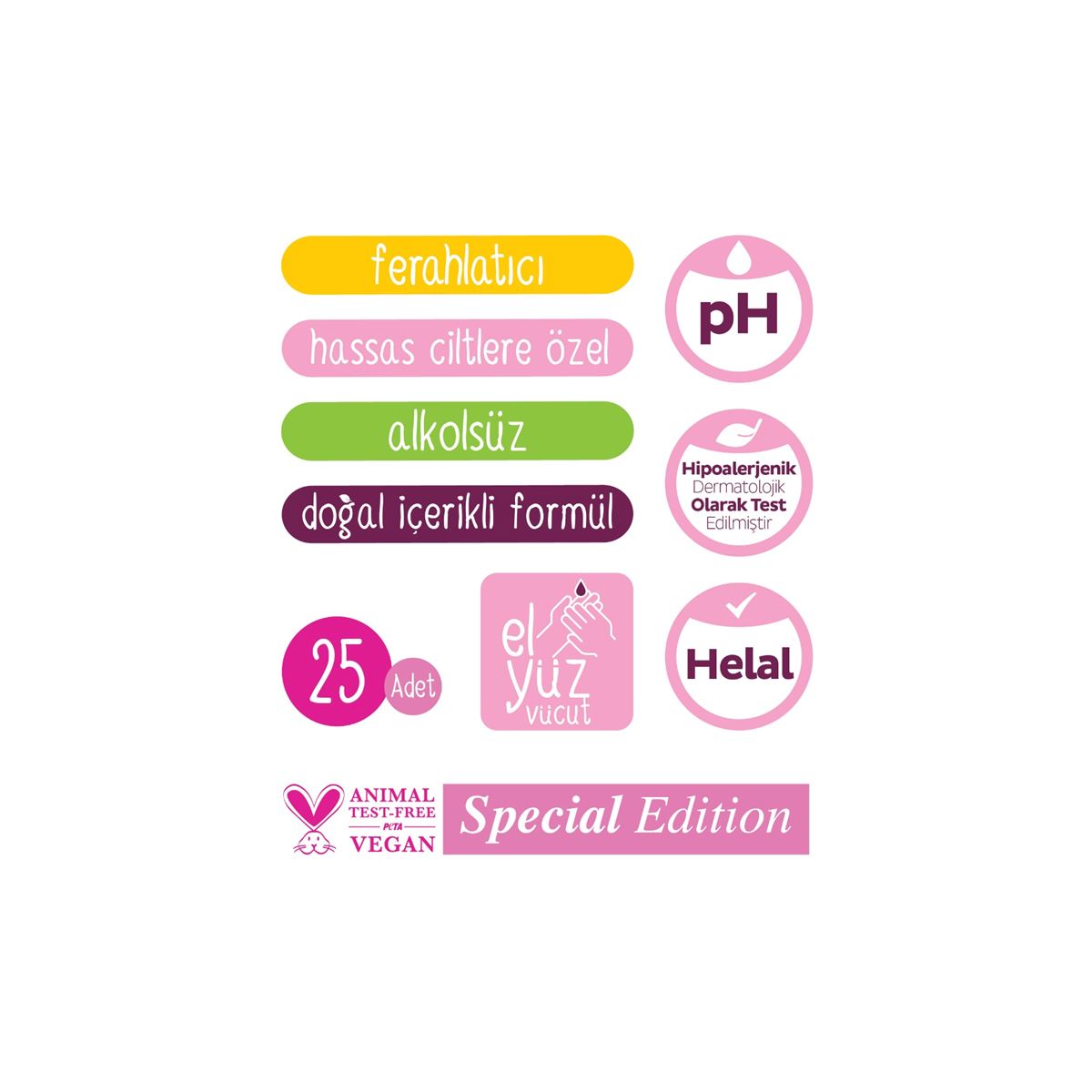 Sleepy Floral Kişisel Bakım Havlusu Çanta Boy 25 Yaprak