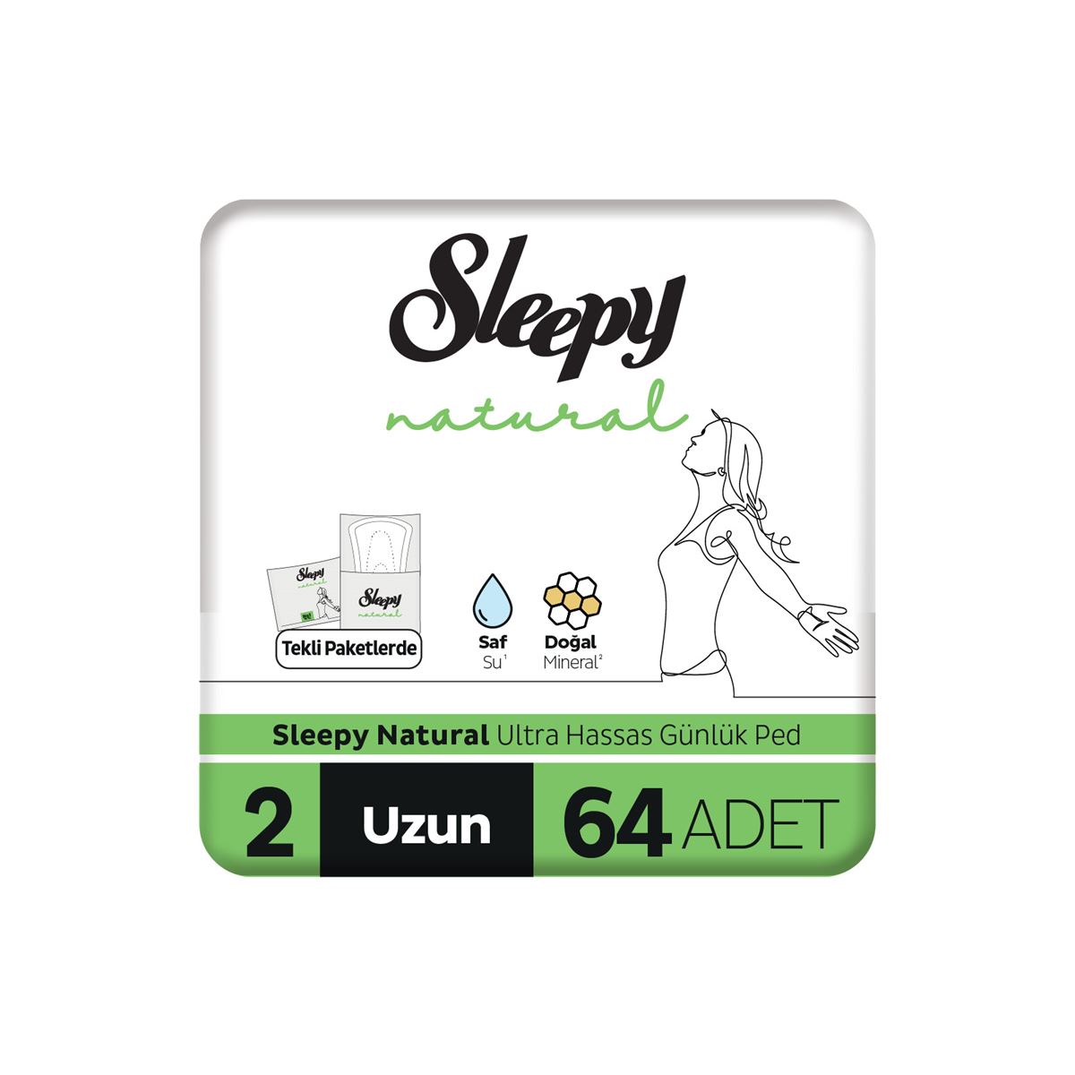 Sleepy Natural Ultra Hassas Günlük Ped Uzun 64 Adet Ped