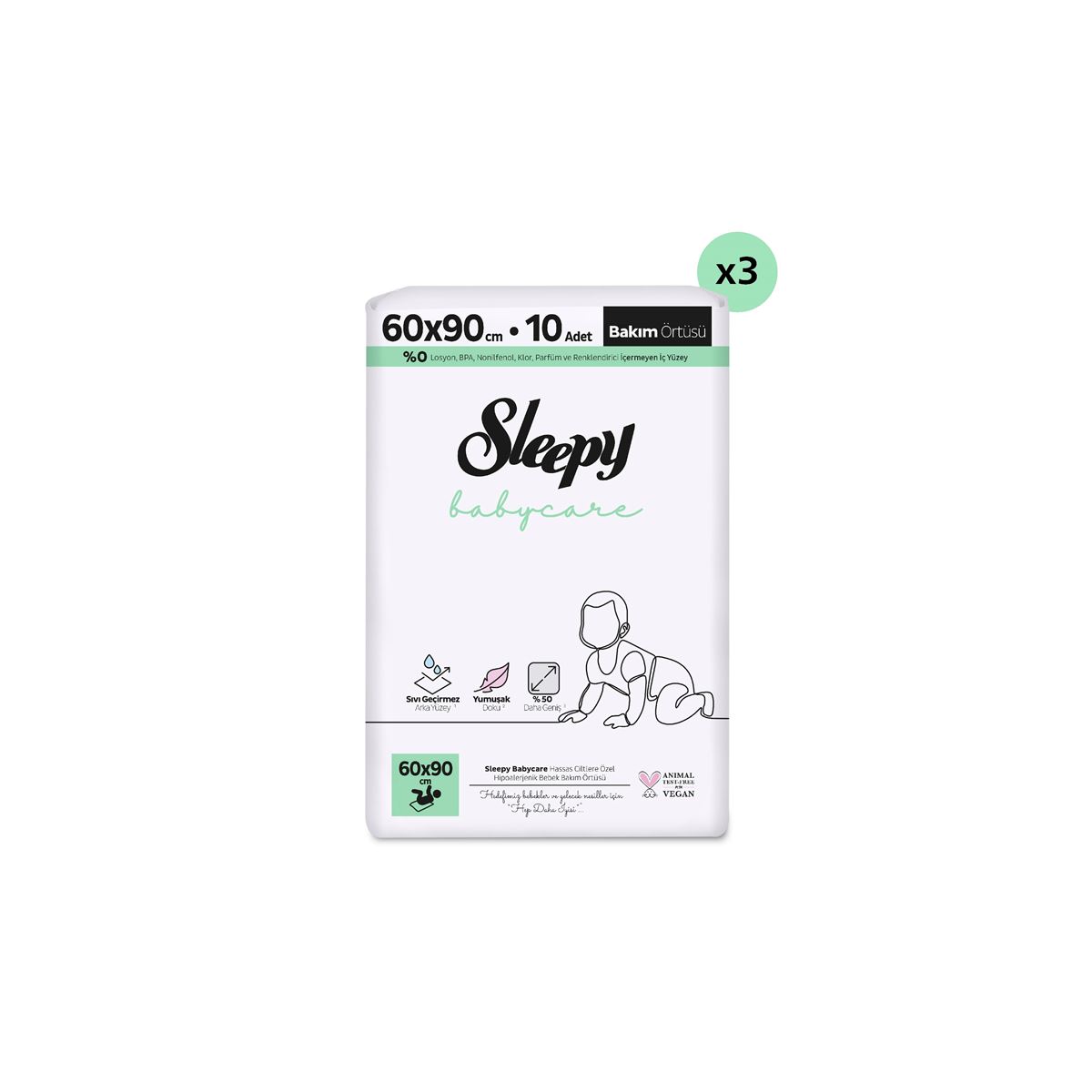 Sleepy Babycare Bebek Bakım Örtüsü 60x90 cm 3x10 30 Adet