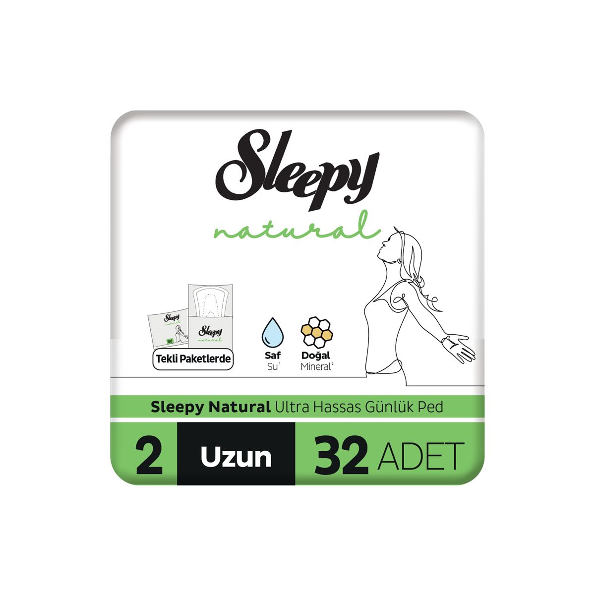 Sleepy Natural Ultra Hassas Günlük Ped Uzun 32 Adet Ped