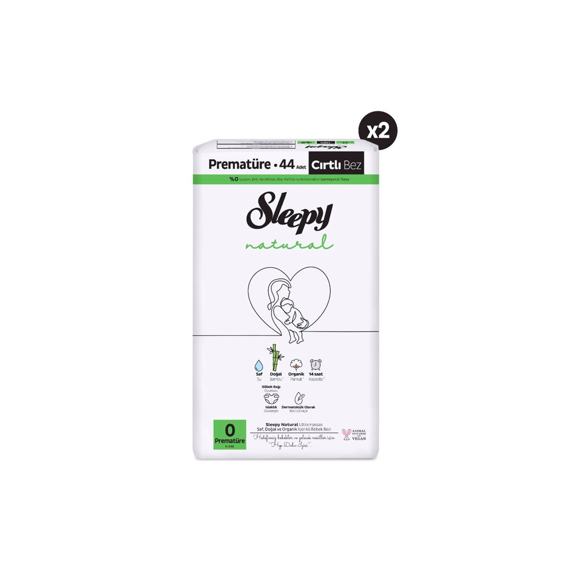 Sleepy Natural Süper Paket Bebek Bezi 0 Numara Premature 88 Adet