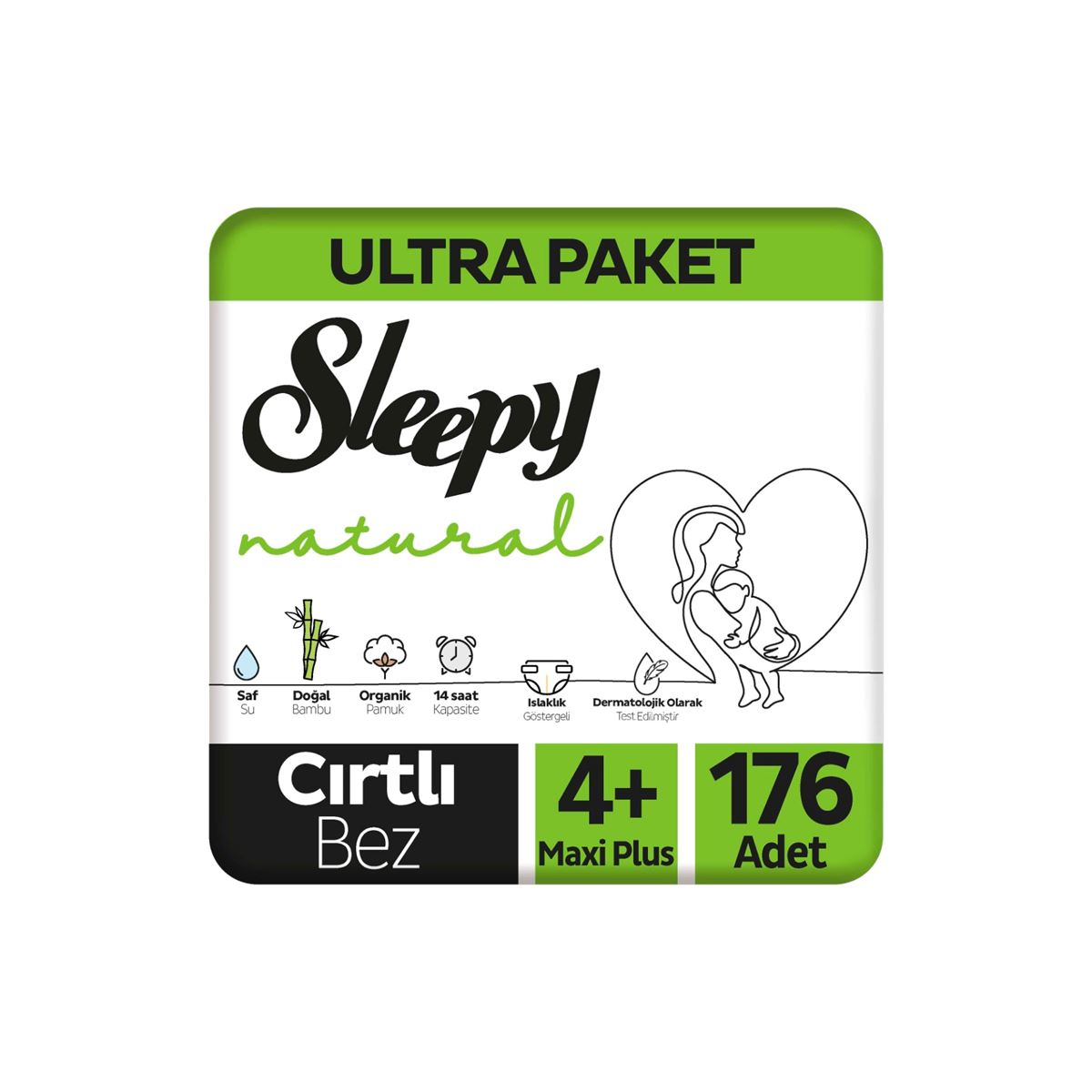 Sleepy Natural Ultra Paket Bebek Bezi 4+ Numara Maxi Plus 176 Adet