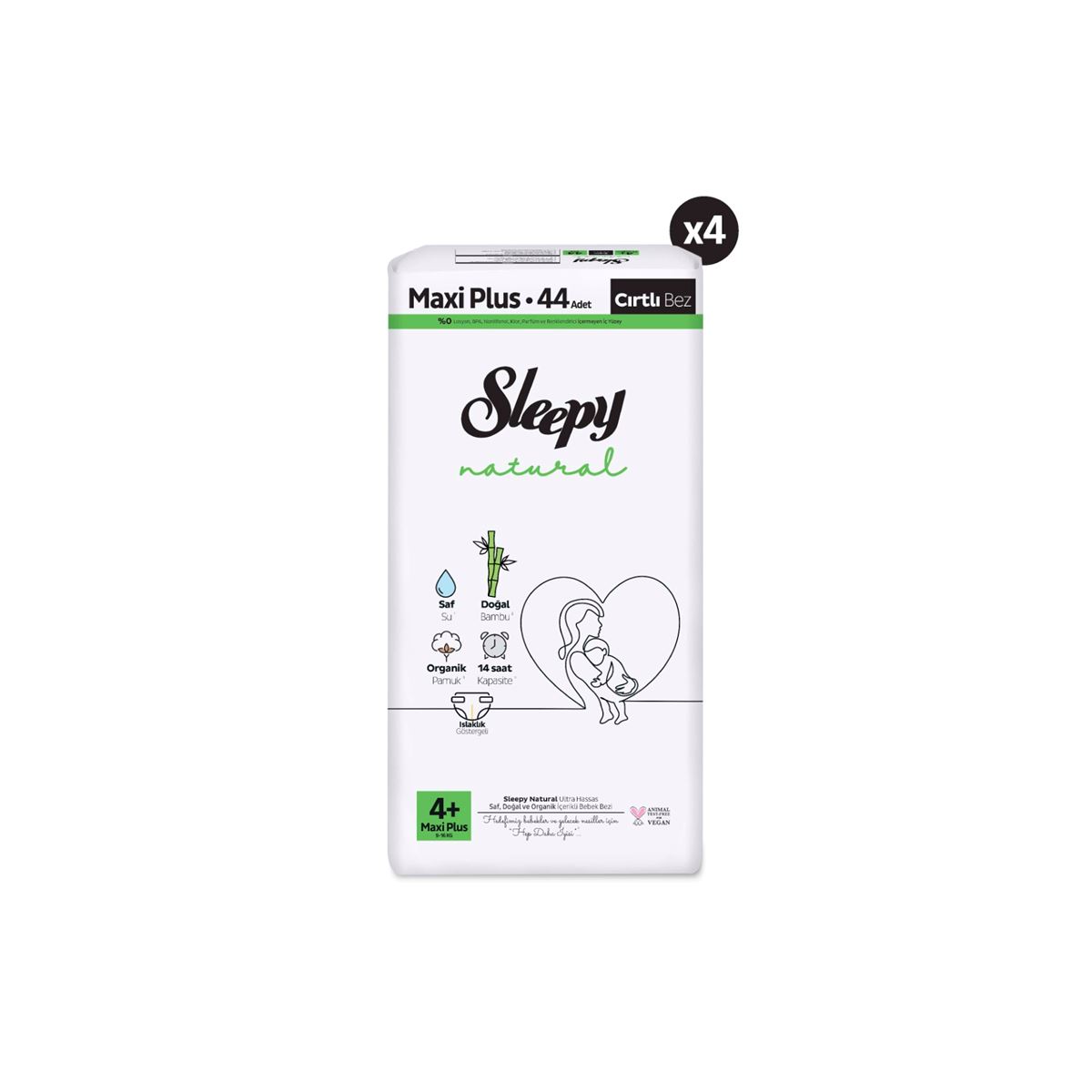 Sleepy Natural Ultra Paket Bebek Bezi 4+ Numara Maxi Plus 176 Adet