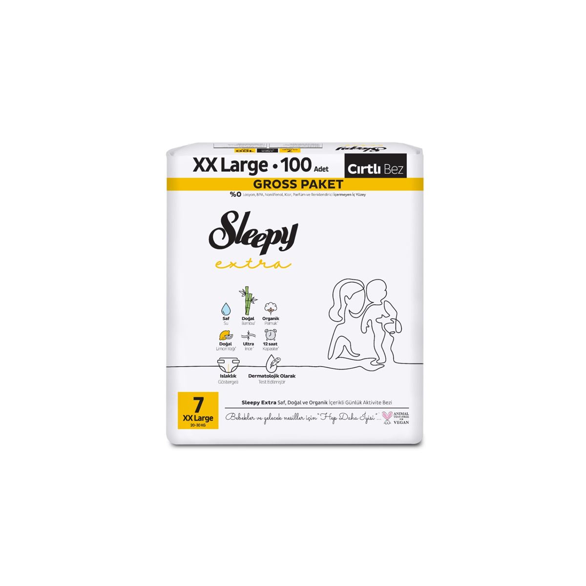 Sleepy Extra Günlük Aktivite Gross Paket Bebek Bezi 7 Numara Xxlarge 100 Adet
