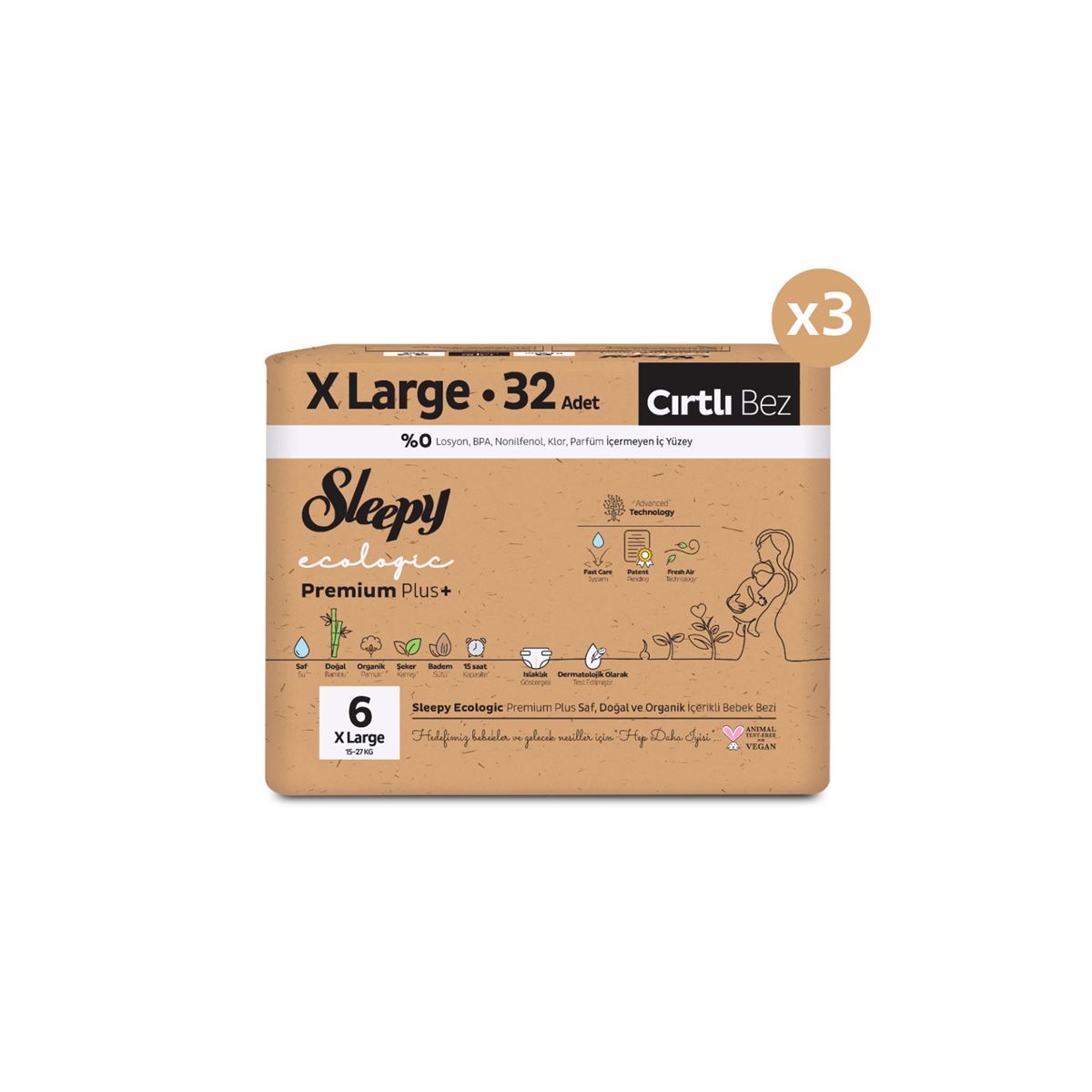 Sleepy Ecologic Premium Plus Avantajlı Paket Bebek Bezi 6 Numara 96 Adet