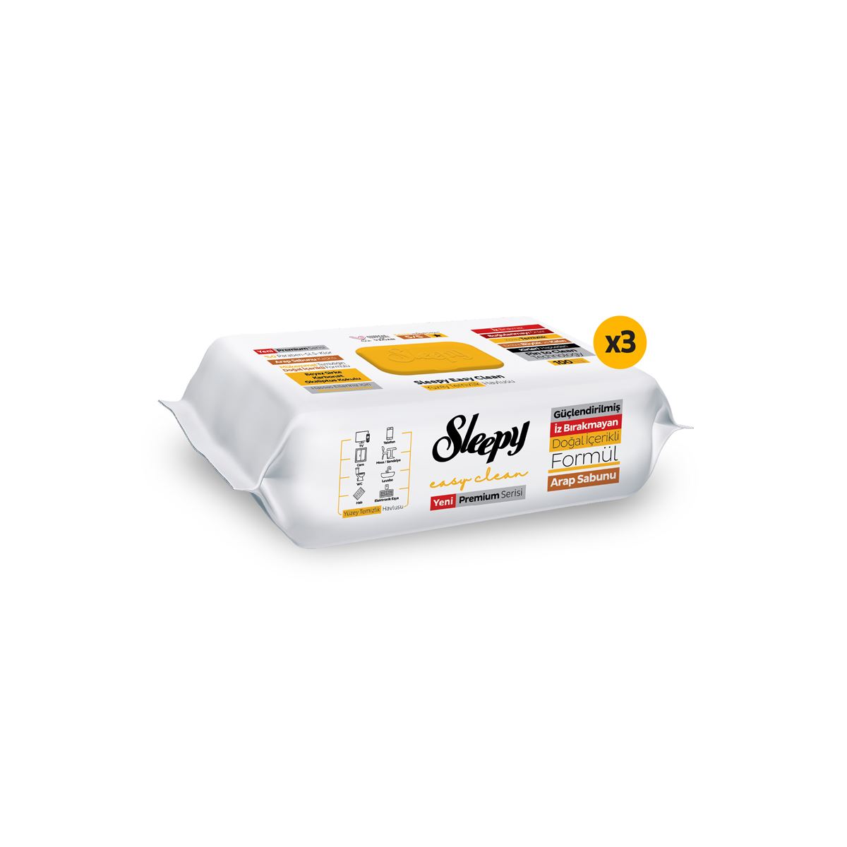 Sleepy Easy Clean Premium Arap Sabunu Katkılı Yüzey Temizlik Havlusu Mendili 3x100 (300 Yaprak)