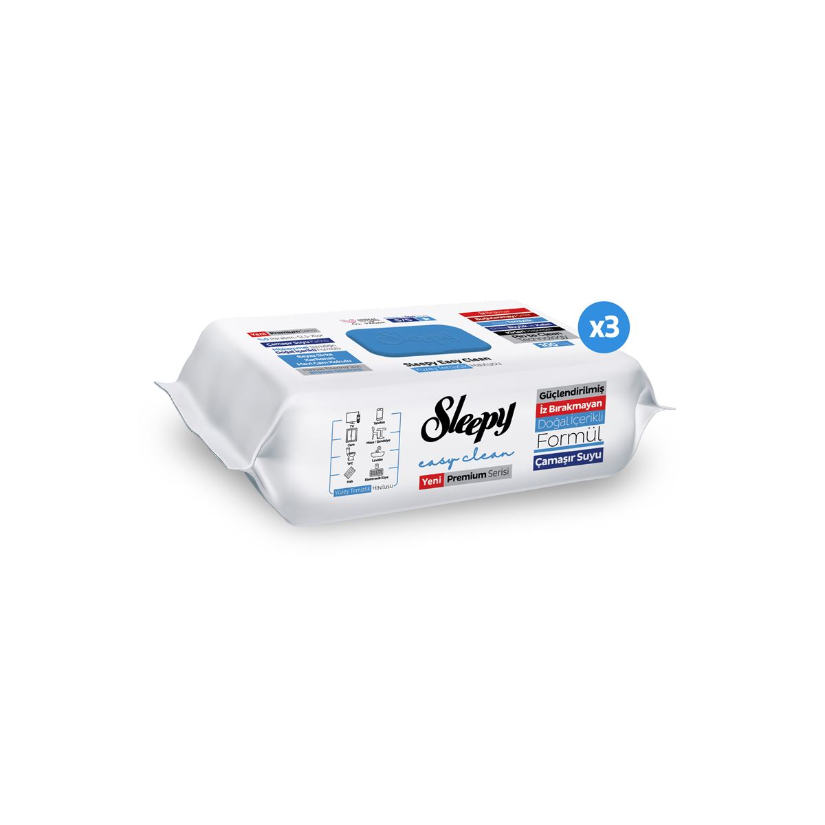 Sleepy Easy Clean Premium Çamaşır Suyu Katkılı Yüzey Temizlik Havlusu Mendili 3x100 (300 Yaprak)