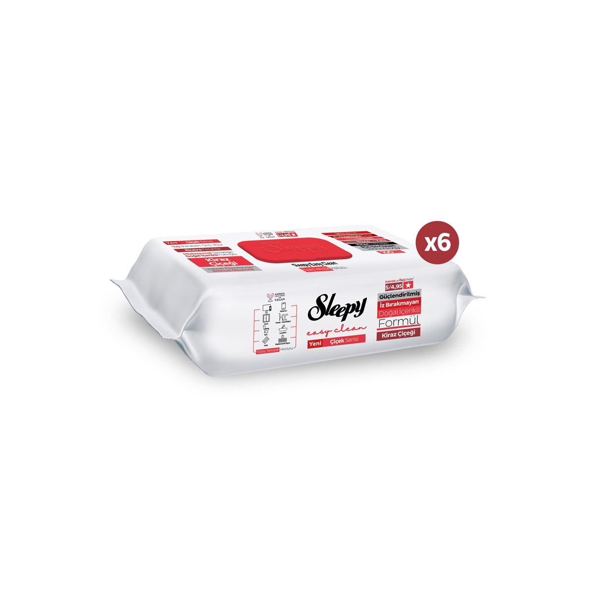 Sleepy Easy Clean Kiraz Çiçeği Yüzey Temizlik Havlusu Mendili 6x100 (600 Yaprak)