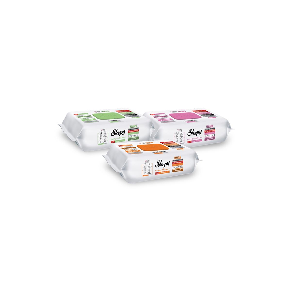 Sleepy Meyve Serisi Yüzey Temizlik Havlusu Mendili Portakal+Ananas+Pomelo 3x100 (300 Yaprak)