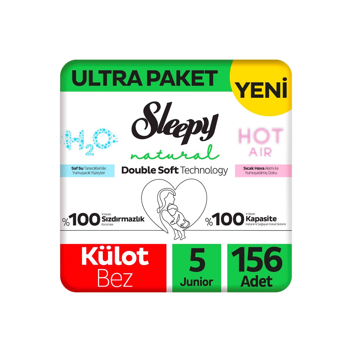 Sleepy Natural Double Soft Ultra Paket Külot Bez 5 Numara Junior 156 Adet
