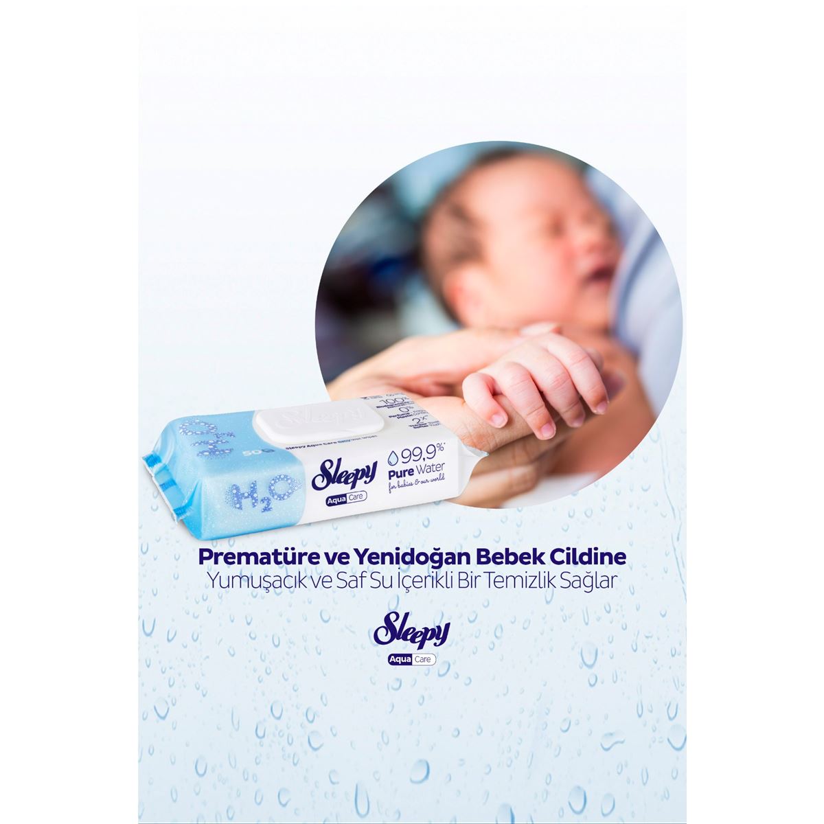 Sleepy AquaCare H2O Yenidoğan Islak Bebek Havlusu 4X50