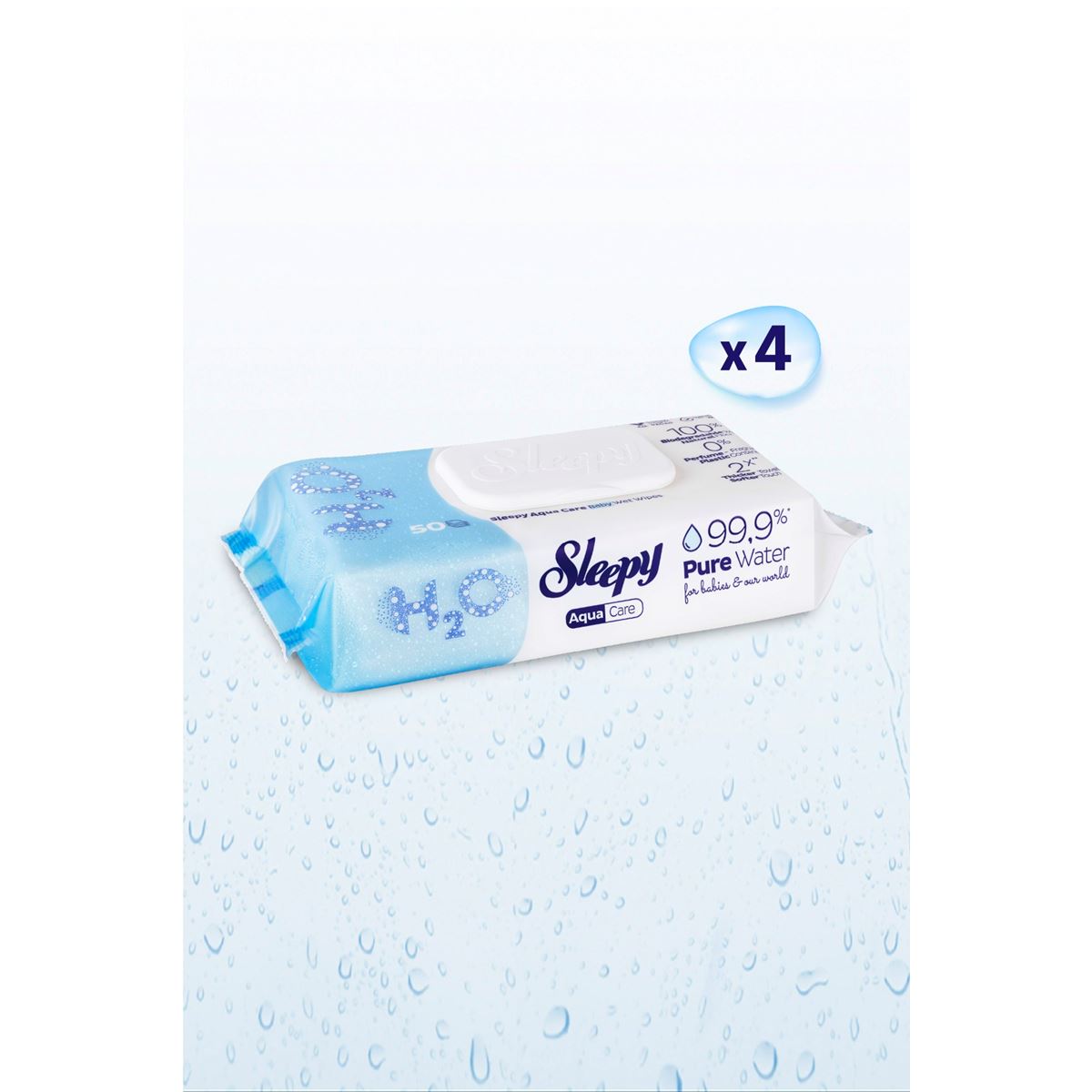 Sleepy AquaCare H2O Yenidoğan Islak Bebek Havlusu 4X50