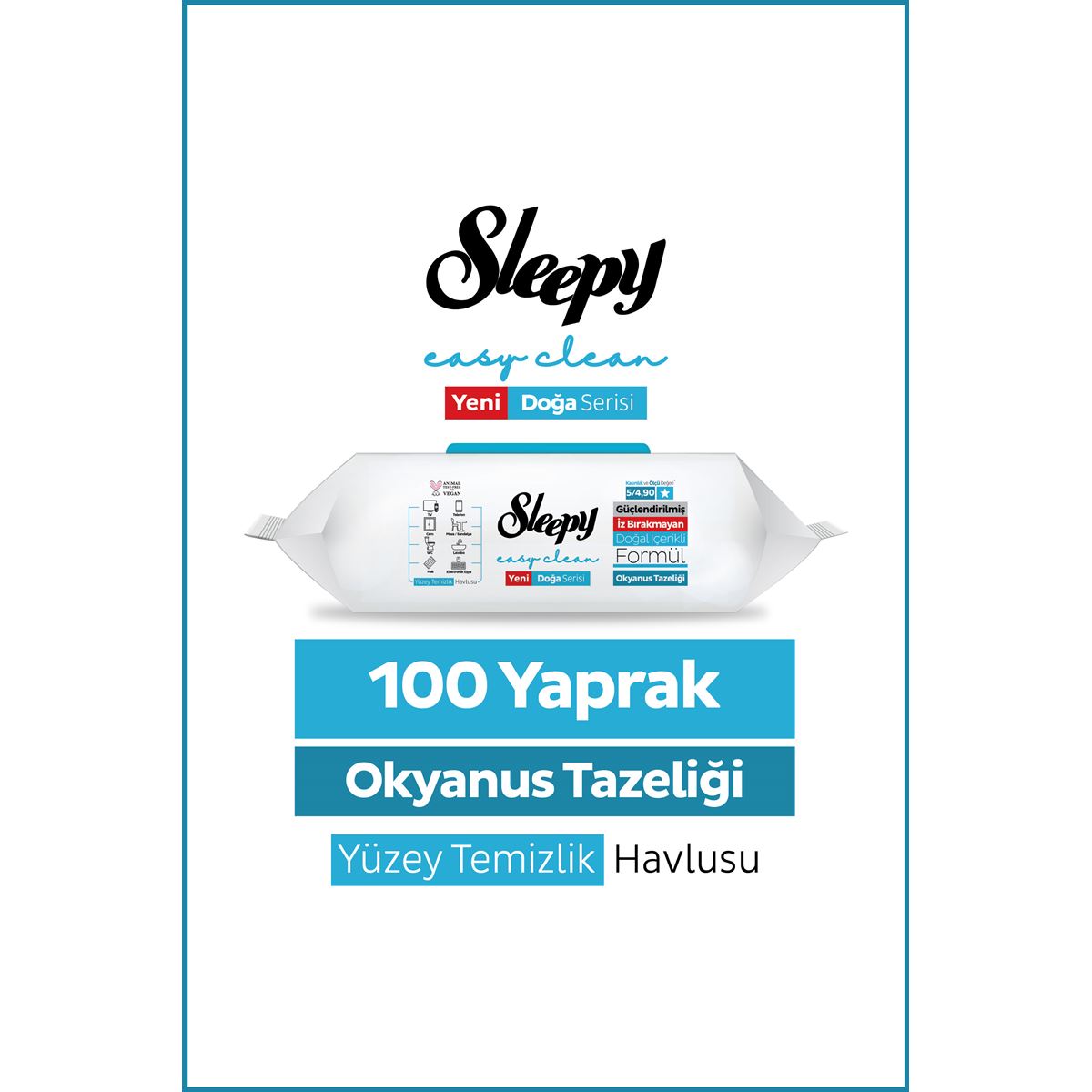 Sleepy Ocean Yüzey Temizlik Havlusu Mendili Okyanus Tazeliği 100 Yaprak