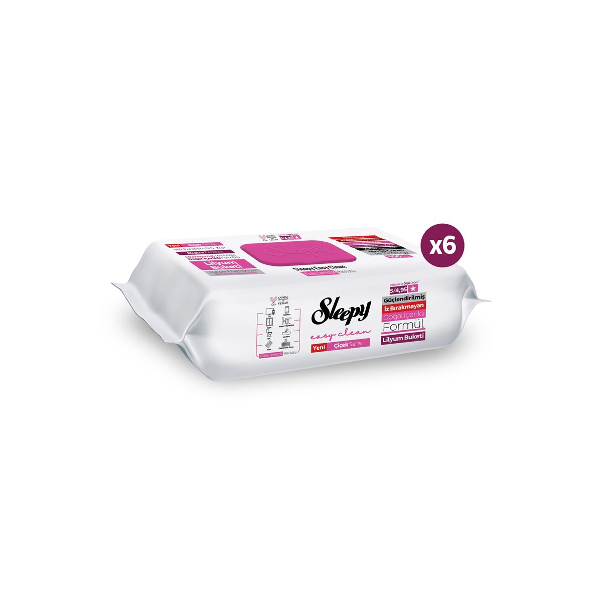 Sleepy Easy Clean Lilyum Buketi Yüzey Temizlik Havlusu Mendili 6x100 (600 Yaprak)