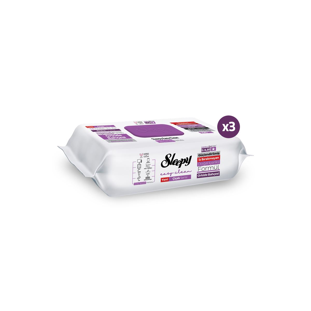 Sleepy Easy Clean Orkide Bahçesi Yüzey Temizlik Havlusu&Mendili 3x100 (300 Yaprak)