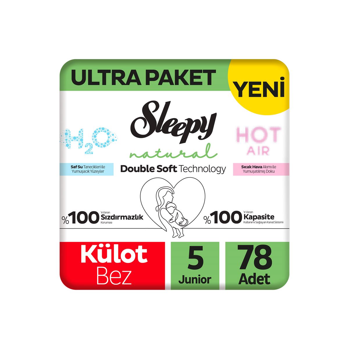 Sleepy Natural Double Soft Ultra Paket Külot Bez 5 Numara Junior 78 Adet