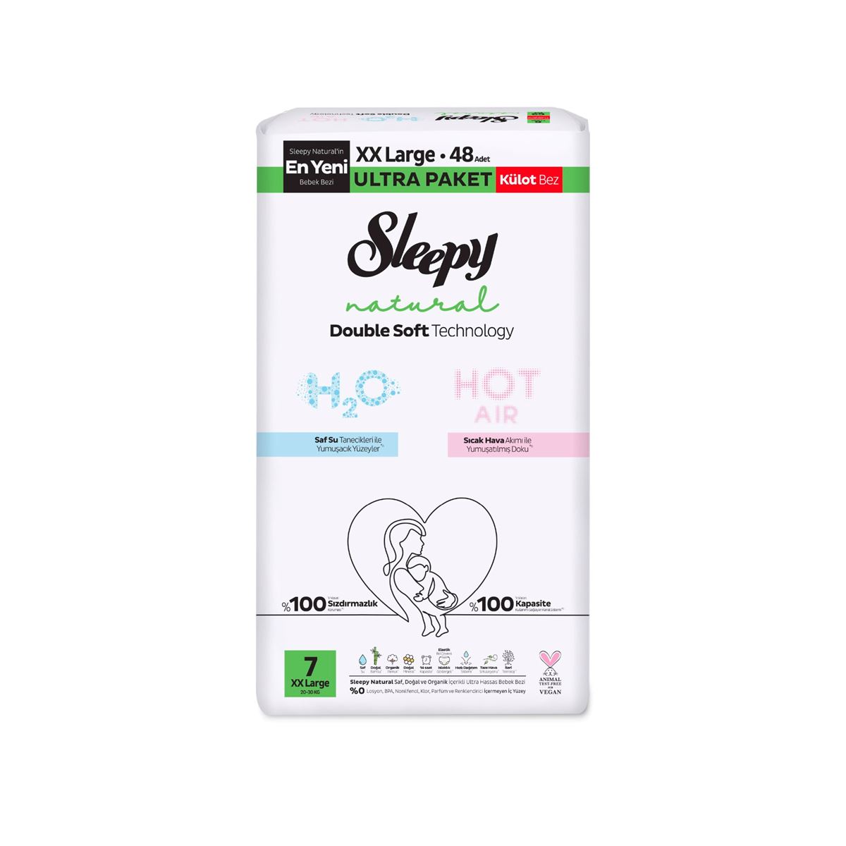 Sleepy Natural Double Soft Ultra Paket Külot Bez 7 Numara Xxlarge 48 Adet