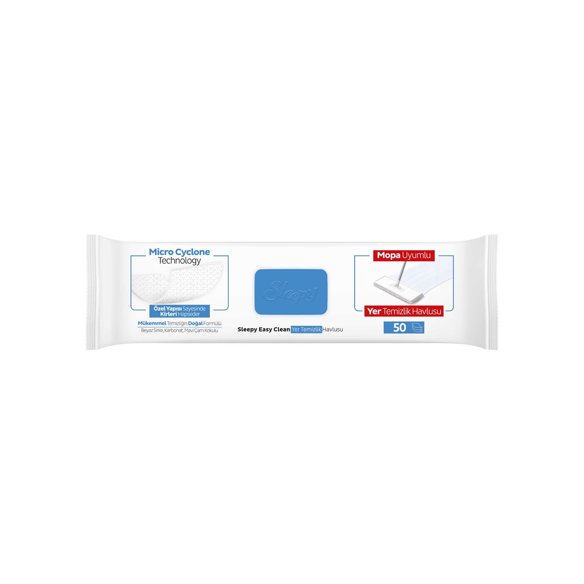 Sleepy Easy Clean Çamaşır Suyu Katkılı Mopa Uyumlu Yer Temizlik Havlusu&Mendili 50 Yaprak
