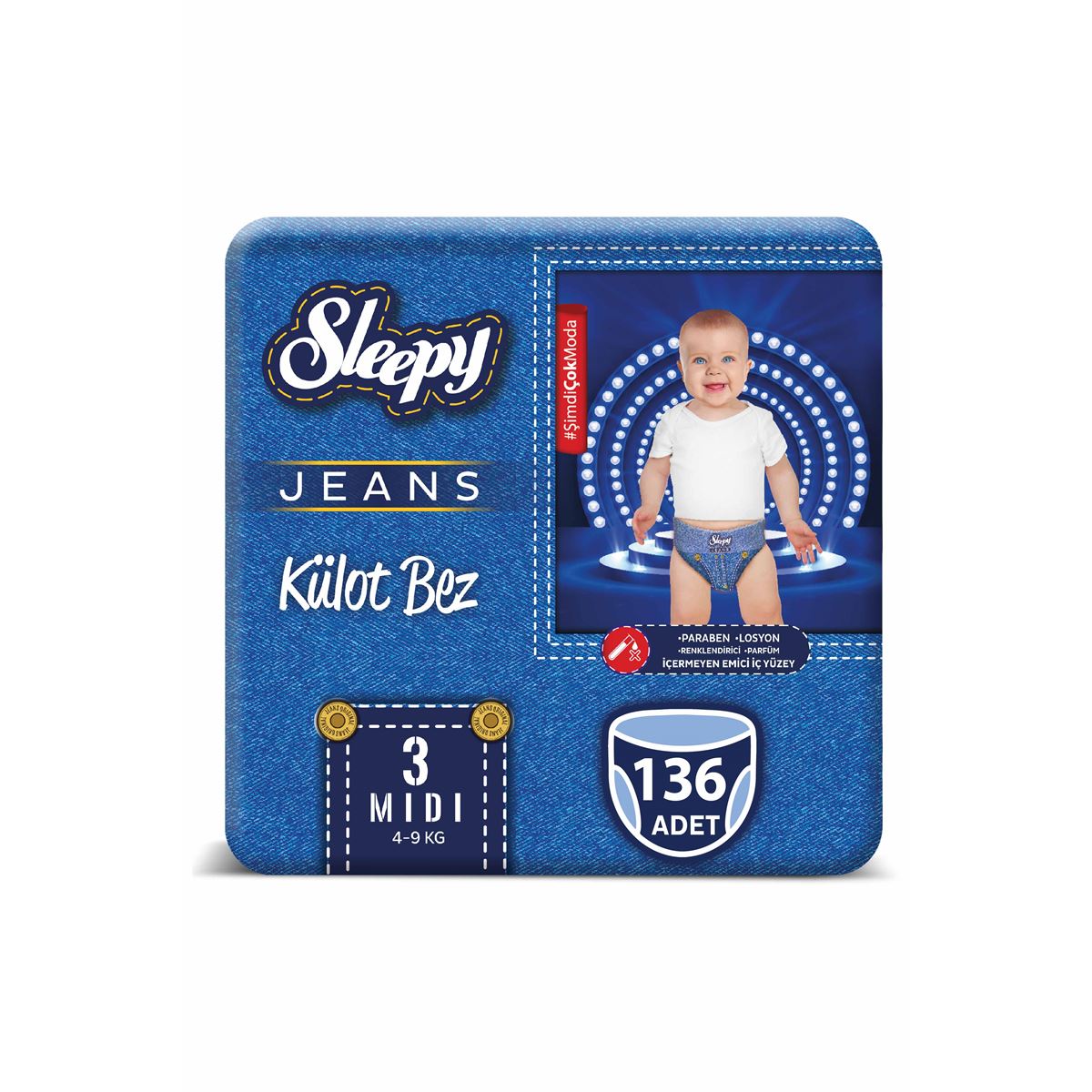 Sleepy Jeans KÜLOT Bez 3 Numara Midi 4’lü Jumbo 136 Adet