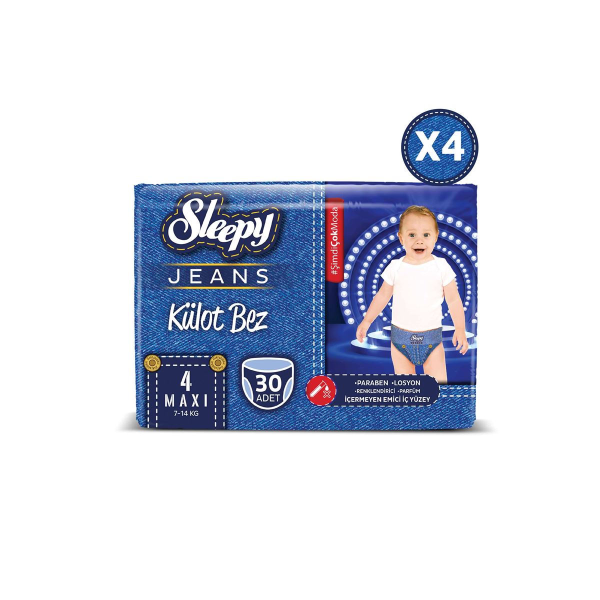 Sleepy Jeans KÜLOT Bez 4 Numara Maxi 4’lü Jumbo 120 Adet
