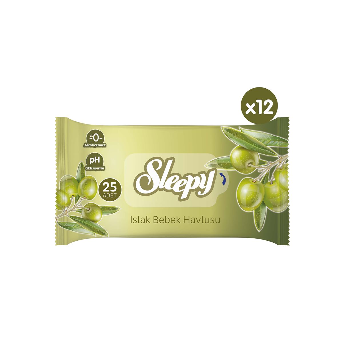 Sleepy Doğal Zeytinyağlı ve Pamuklu Islak Bebek Havlusu 12x25 (300 Yaprak)