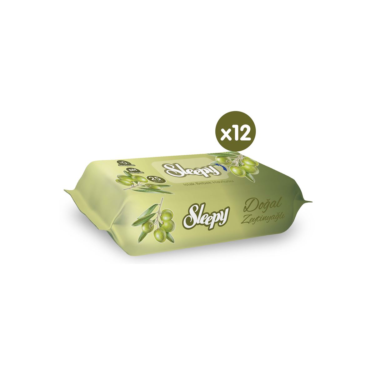 Sleepy Doğal Zeytinyağlı ve Pamuklu Islak Bebek Havlusu 12x25 (300 Yaprak)