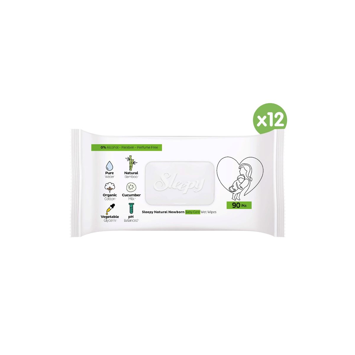 Sleepy Natural Yenidoğan Islak Bebek Bakım Havlusu 12x90 (1080 Yaprak)