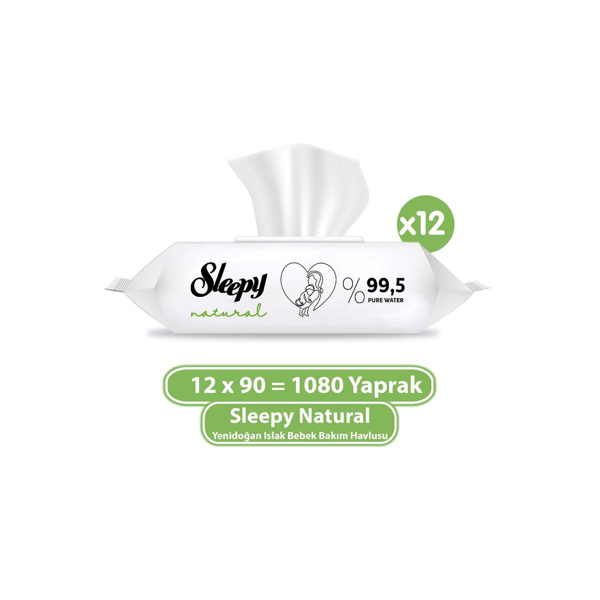 Sleepy Natural Yenidoğan Islak Bebek Bakım Havlusu 12x90 (1080 Yaprak)