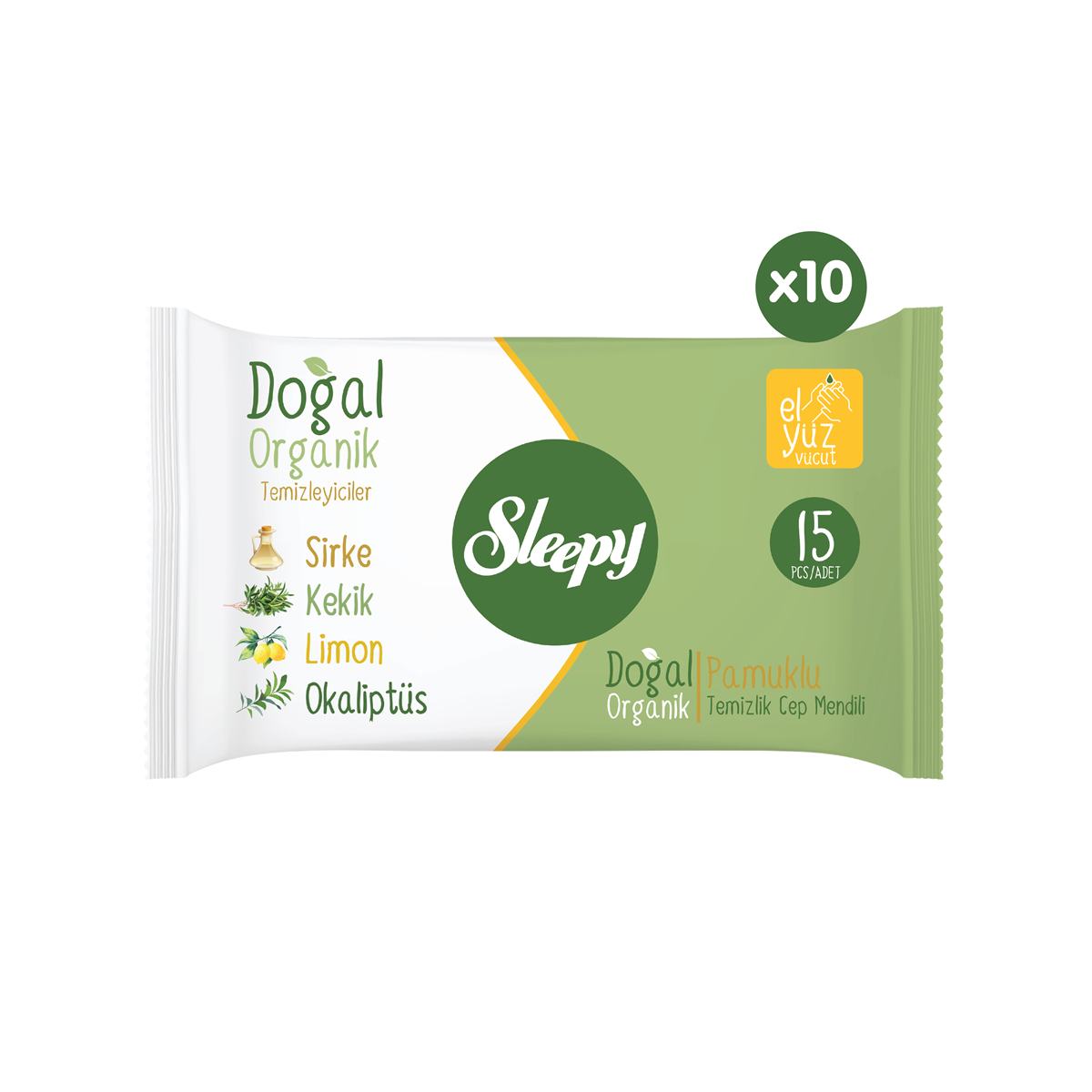 Sleepy Doğal Organik Pamuklu Cep Mendili 10X15