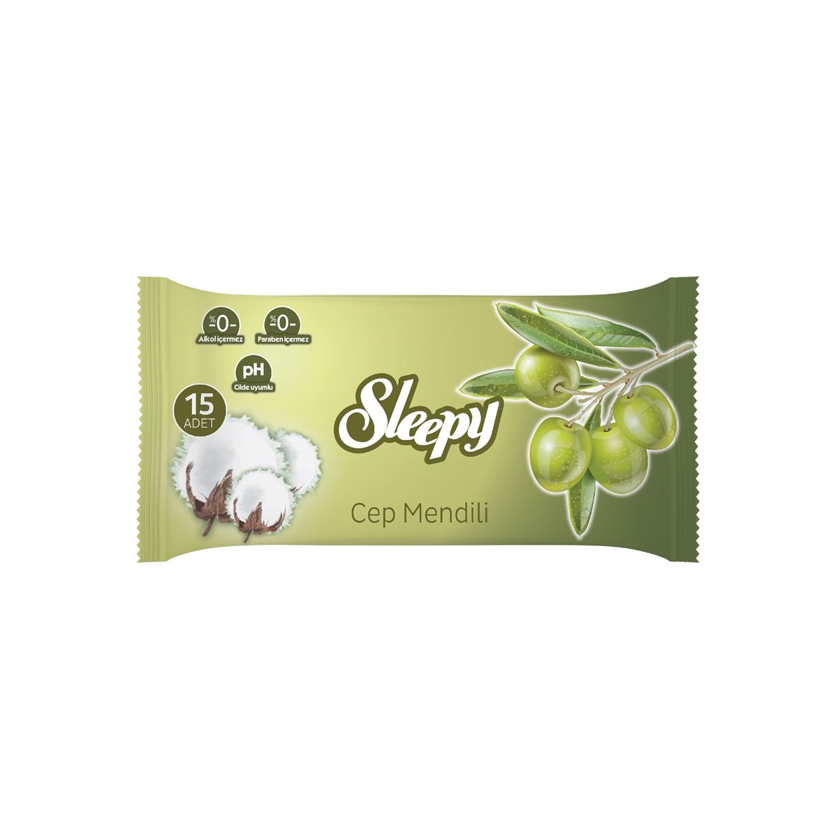 Sleepy Doğal Zeytinyağlı ve Pamuklu Cep Mendili 4x3x15 (180 Yaprak)