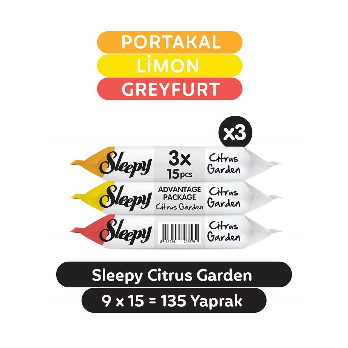 Sleepy Citrus Garden Cep Mendili 9x15 (135 Yaprak)
