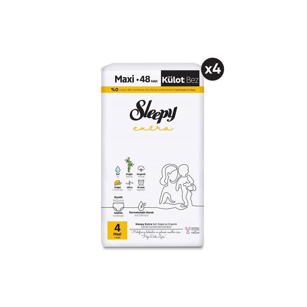 Sleepy Extra Günlük Aktivite Ultra Paket Külot Bez 4 Numara Maxi 192 Adet