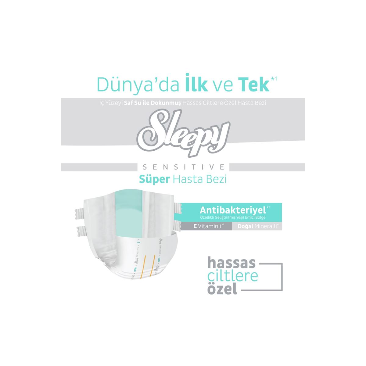 Sleepy Sensitive Antibakteriyel Süper Yetişkin Hasta Bezi Small 30x4 120 Adet